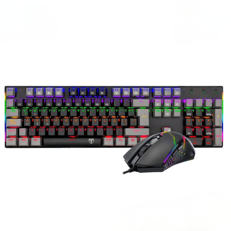 Combo Gamer Teclado Mecánico T-DAGGER Naxos T-TGK310GB + Mouse Redragon Centrophorus M601 RGB 7200 DPI