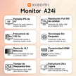Monitor Xiaomi A24i IPS 24” Full HD 1080p 100Hz Diseño Ultra Delgado 7.5mm Calibrado ΔE<2 HDMI/DP - Negro