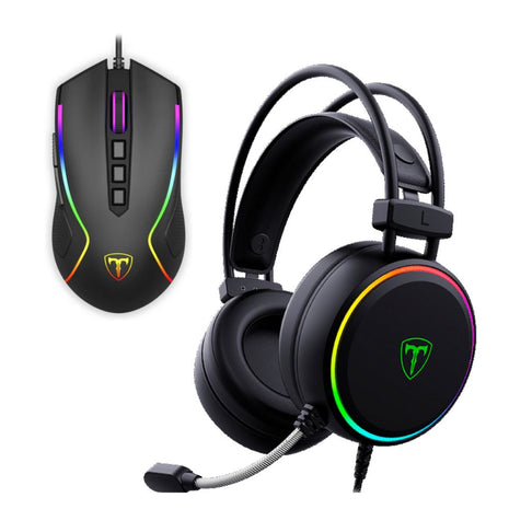 Combo Gamer T-Dagger Diadema Sona 7.1 Virtual RGB + Mouse Darkangel Lite 10000 DPI 8 Botones