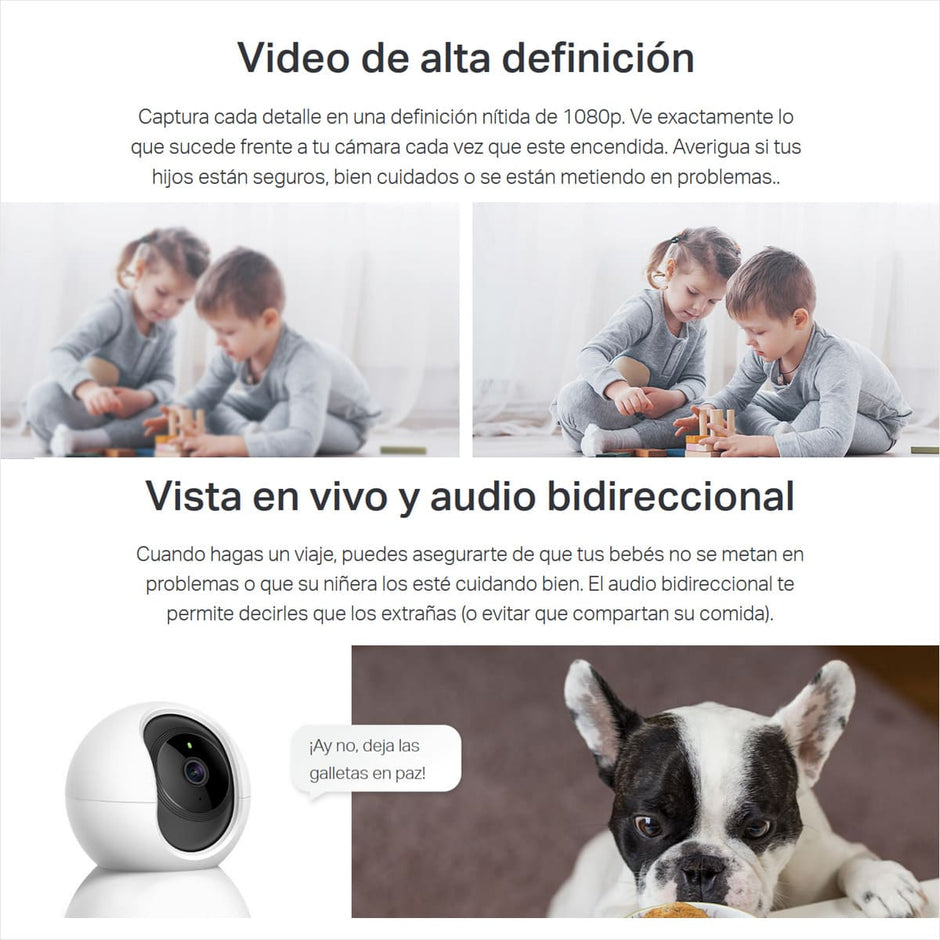 Cámara WiFi TP-Link Tapo C200 360° Full HD 1080p Visión Nocturna Audio Bidireccional Monitor Bebé Alexa + Micro SD 256GB