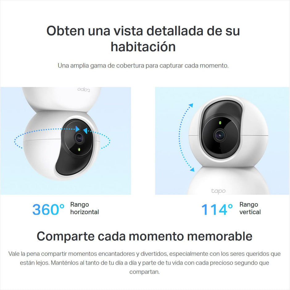 Cámara WiFi TP-Link Tapo C200 360° Full HD 1080p Visión Nocturna Audio Bidireccional Monitor Bebé Alexa + Micro SD 256GB