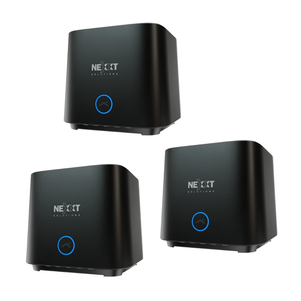 Pack x3 Router Nexxt Bolt Ac1200, Wi-fi 5, Tecnología Mesh, Compatible Google Home / Alexa / Siri, Negro