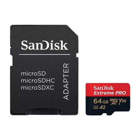 Memoria Micro SD 64GB SanDisk Extreme PRO 200MB/s A2 V30 U3 4K UHD GoPro Drone + Adaptador SD