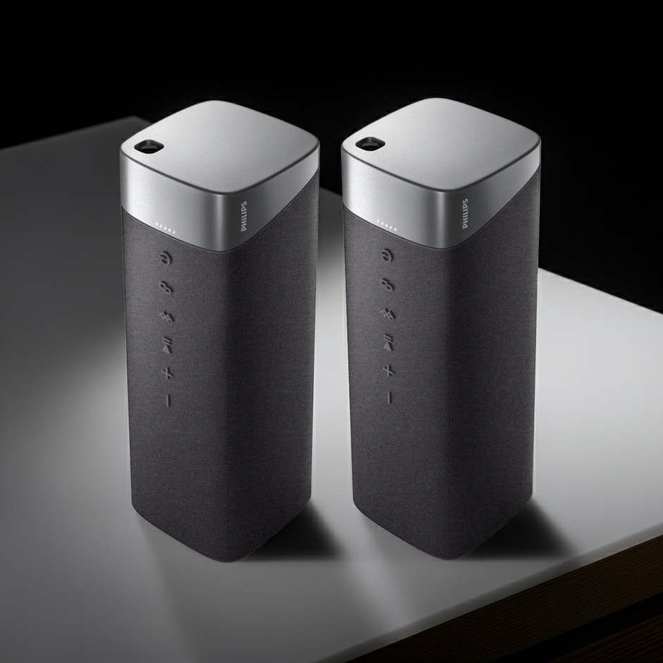 Kit Estéreo 2 Altavoces Bluetooth Philips TAS7505/00 Impermeables IPX7 con 60W RMS + Power Bank