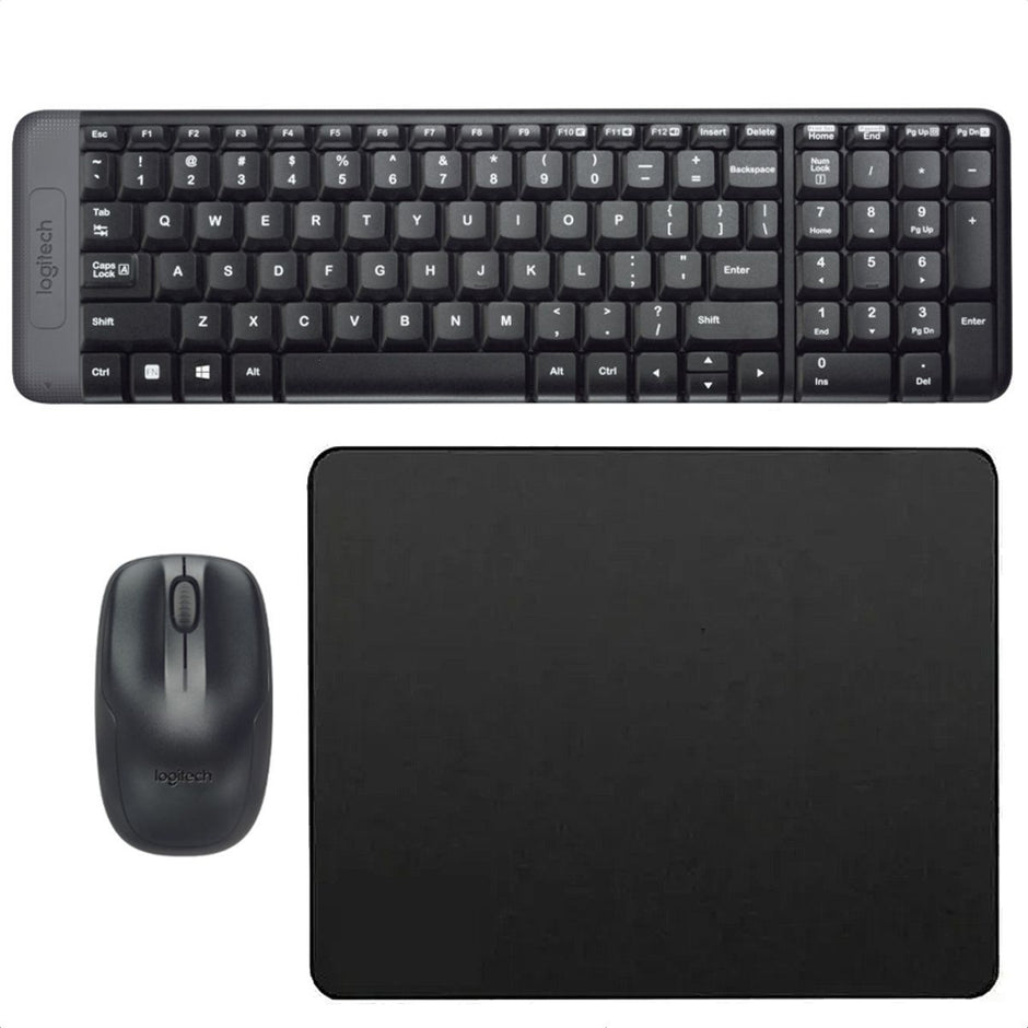 Combo Logitech MK220 Teclado Compacto Mouse Inalámbrico 2.4GHz + Pad Mouse Antideslizante S