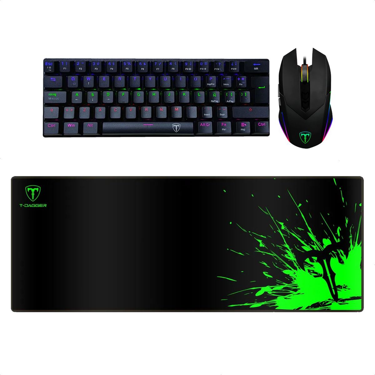 Combo gamer Teclado Gamer Mecánico T-Dagger T-TGK321 + Mouse T-TGM301 + Padmouse Lava L T-TMP300