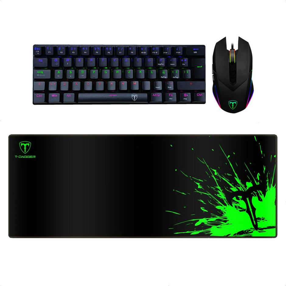 Combo gamer Teclado Gamer Mecánico T-Dagger T-TGK321 + Mouse T-TGM301 + Padmouse Lava L T-TMP300