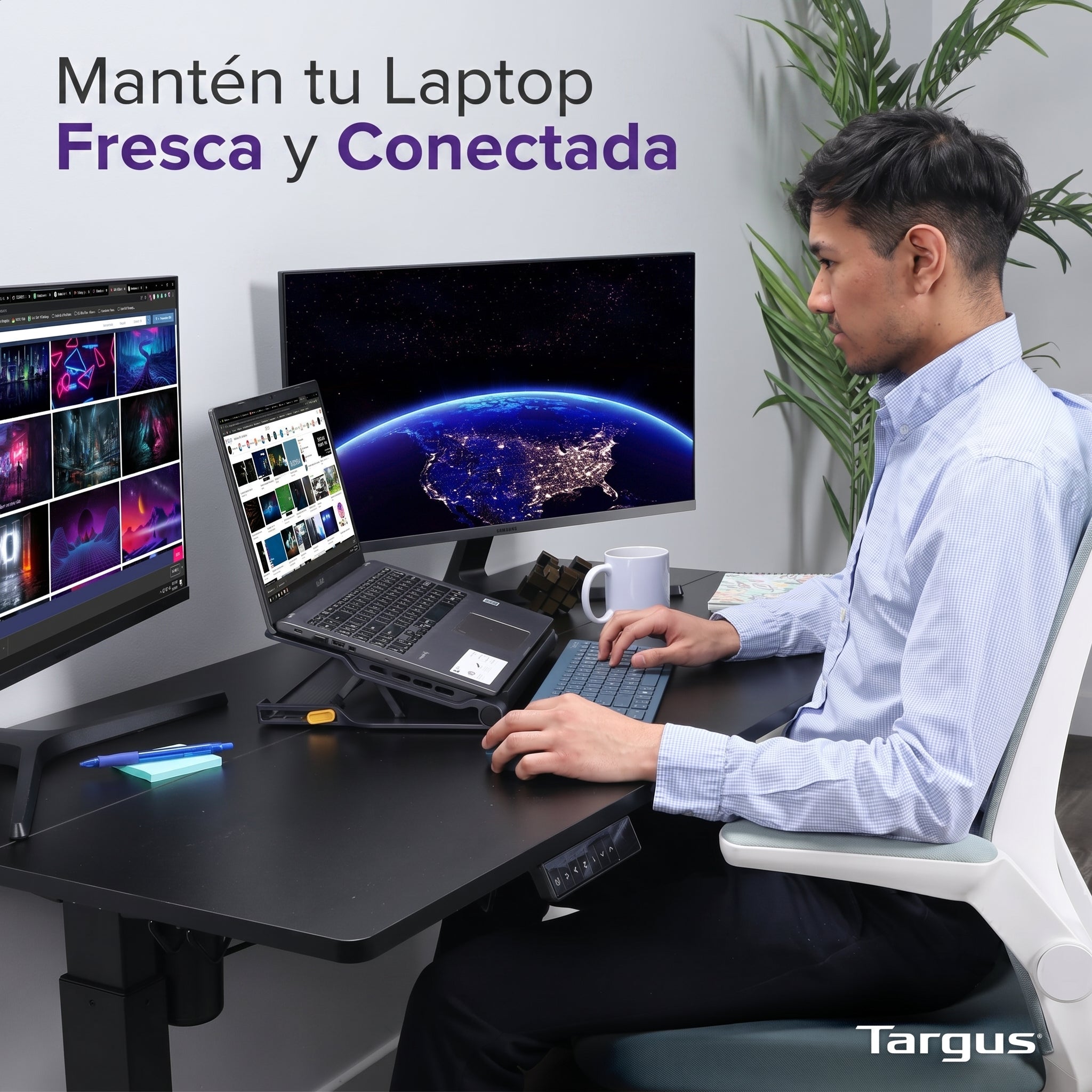 Base Refrigerante Targus AWE81US Reclinable con 4 Puertos USB para Laptop con Ventilación Activa