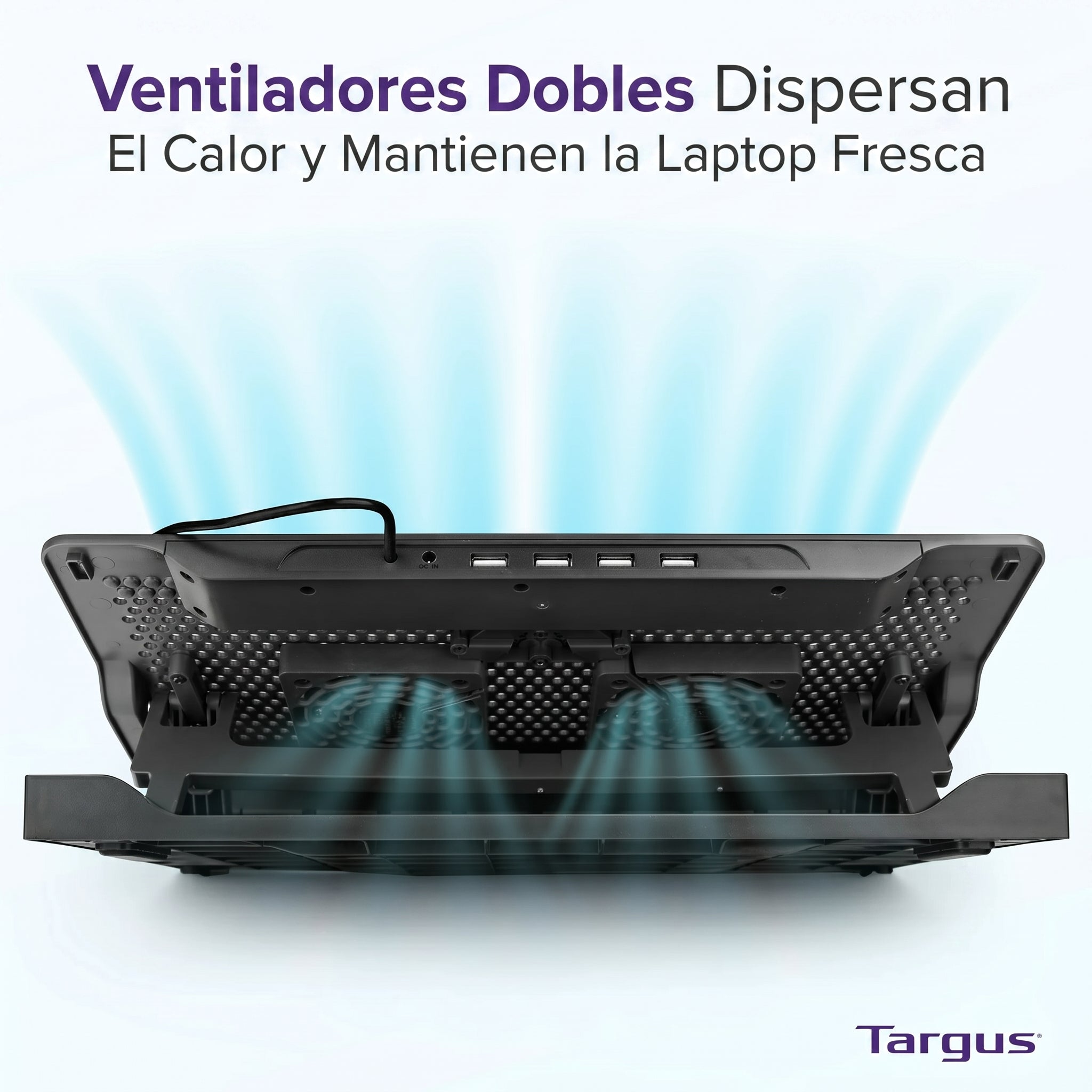 Base Refrigerante Targus AWE81US Reclinable con 4 Puertos USB para Laptop con Ventilación Activa