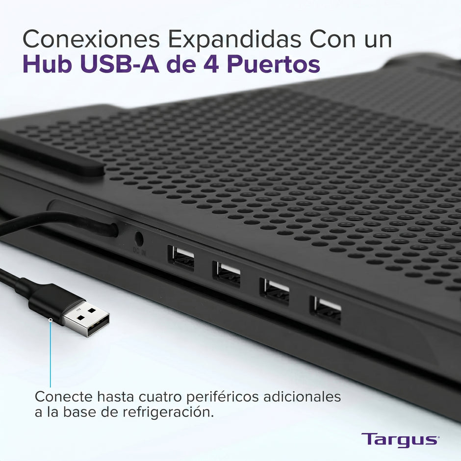 Base Refrigerante Targus AWE81US Reclinable con 4 Puertos USB para Laptop con Ventilación Activa